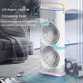 New Spray Air Conditioning Fan Cross-Border Refrigeration Fan Household Portable Cooling Fandesktop Mini Electric Fan with Light