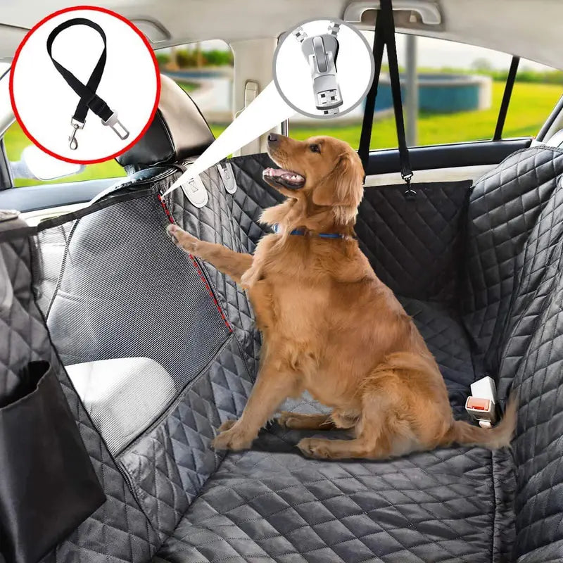 Dog Car Seat Cover for Back Seat, Foldable Waterproof Pet Seat Cover with Mesh Window & Zipper for Cat & Dog, Easy to Carry, Scratch Proof Nonslip Dog Leash for Car, Pet Outdoor Travel Supplies (It Is Recommended to Take One Size Larger)