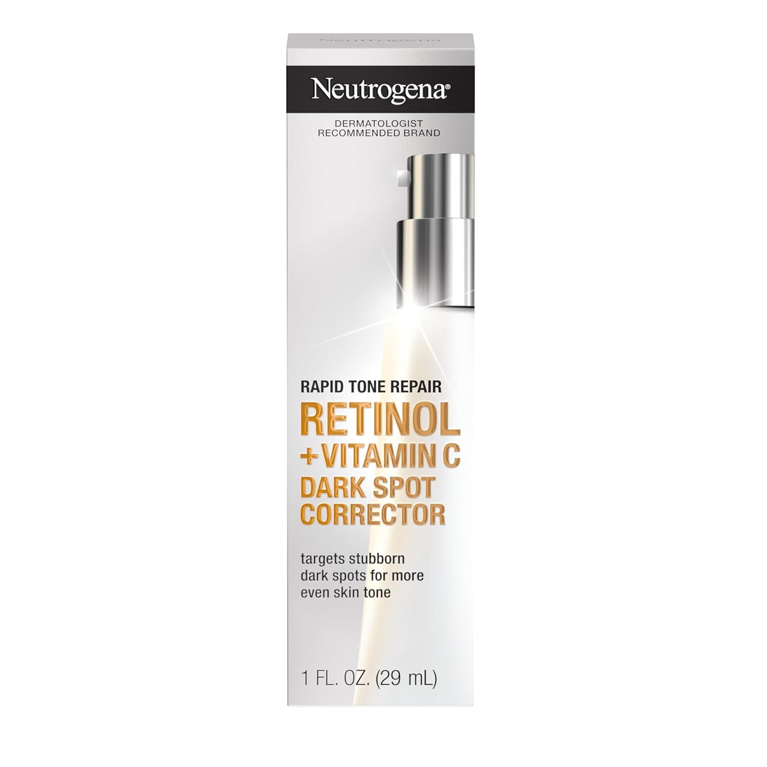 Rapid Tone Repair Retinol + Vitamin C Dark Spot Corrector Face Serum, Daily Anti-Wrinkle Dark Spot Corrector to Brighten & Even Tone, Mineral-Oil & Dye-Free, White, 1 Oz