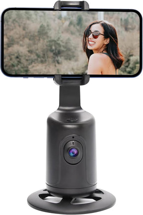 Auto Face Tracking Tripod, 360° Rotation Tracking Phone Holder, No App Required, Rechargeable Battery, Smart Selfie Stick, AI Smart Phone Holder for Streaming Video Live Vlog Chat (Black)