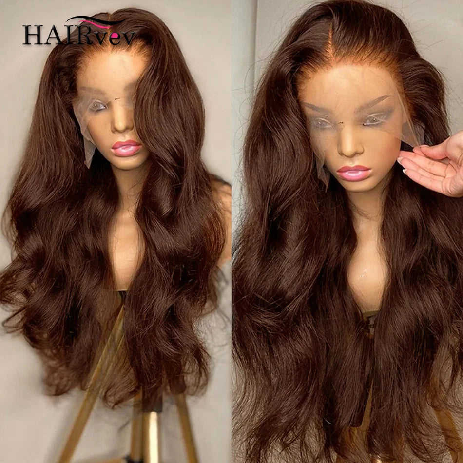 HD Chocolate Brown 13X4 Body Wave Lace Front Wig Glueless Brazilian Brown 13X6 Lace Frontal Wigs for Women Human Hair Preplucked