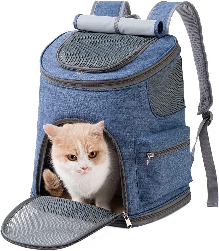 Small Pet Backpack Carrier - Cat Backpack Carrier Airline Approved - Pet Carrier Backpack for Small Dogs, Rabbits up to 14Lbs, Scratchproof Mesh Puppy Backpack for Cats, Escape-Proof Zipper