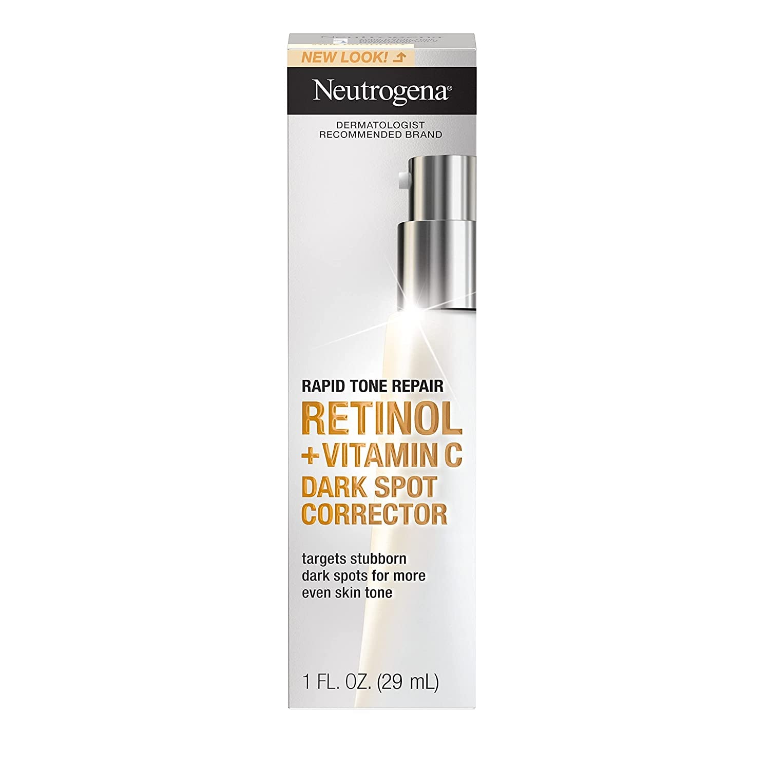 Rapid Tone Repair Retinol + Vitamin C Dark Spot Corrector Face Serum, Daily Anti-Wrinkle Dark Spot Corrector to Brighten & Even Tone, Mineral-Oil & Dye-Free, White, 1 Oz