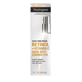 Rapid Tone Repair Retinol + Vitamin C Dark Spot Corrector Face Serum, Daily Anti-Wrinkle Dark Spot Corrector to Brighten & Even Tone, Mineral-Oil & Dye-Free, White, 1 Oz